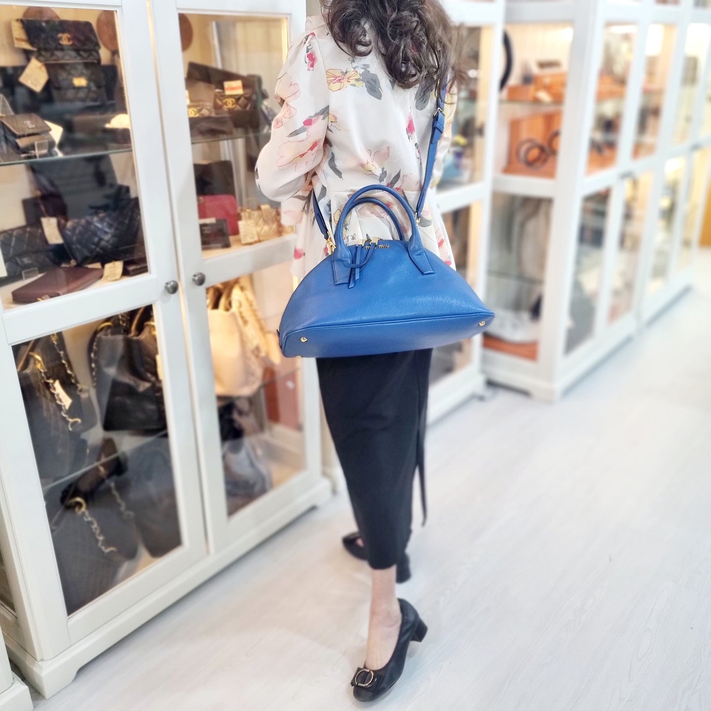 Miu Miu Half Moon Tote Bag Ghw (Blue)