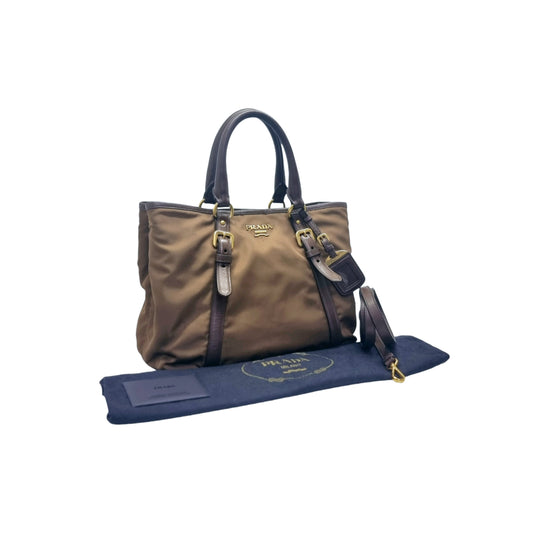 Prada BN2832 Nylon Tote Bag Ghw (Corinto/Brown)