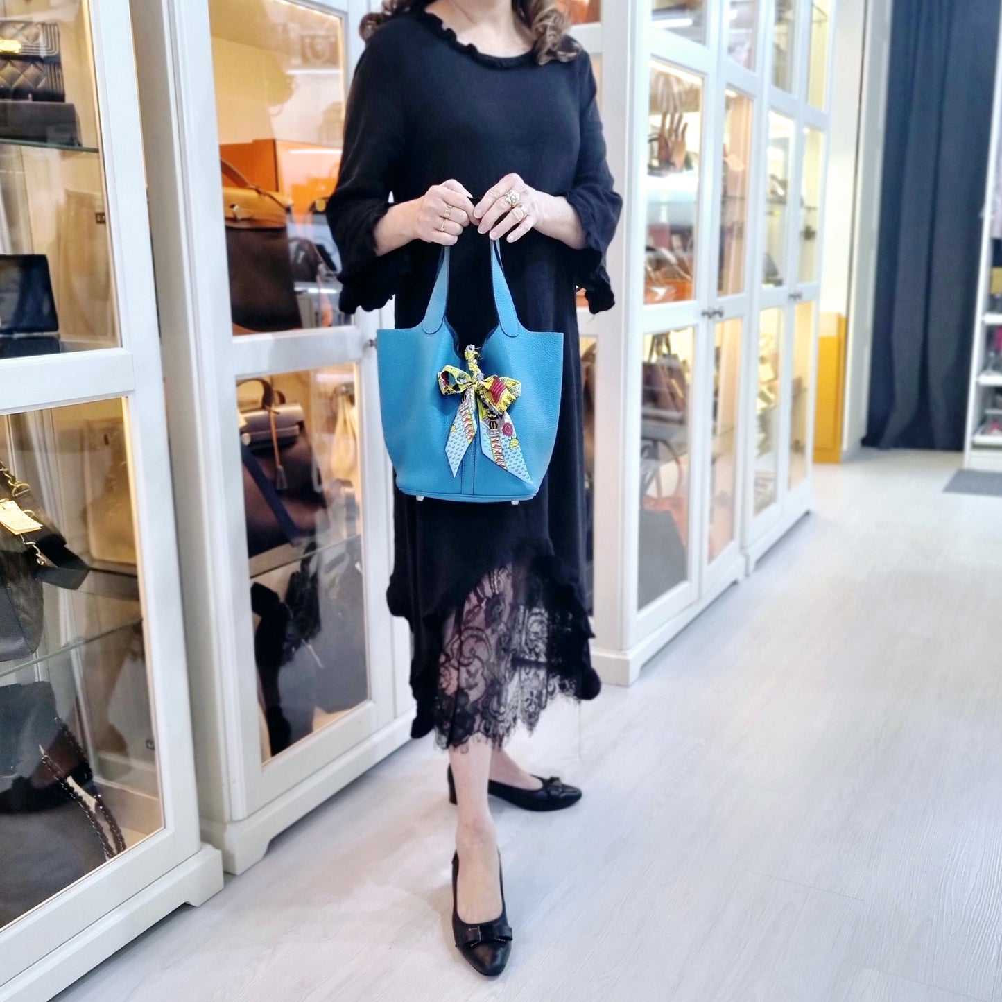 Hermes Picotin Lock 22 Clemence Palladium Plated Hw (Blue Paon)