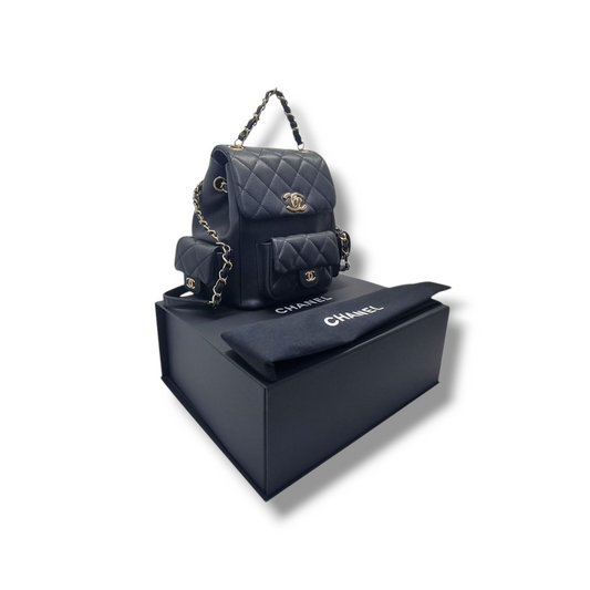 Chanel Backpack Medium Caviar Light Gold (Black)