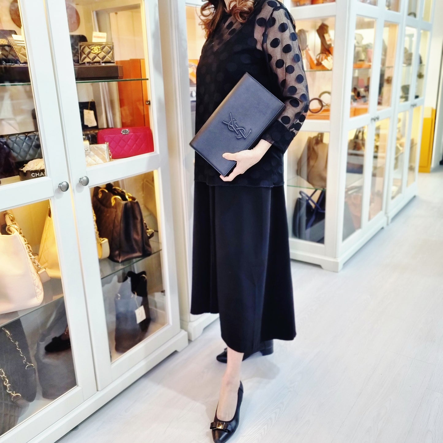 YSL Clutch Belle de Jour Large Leather Ghw (Black)