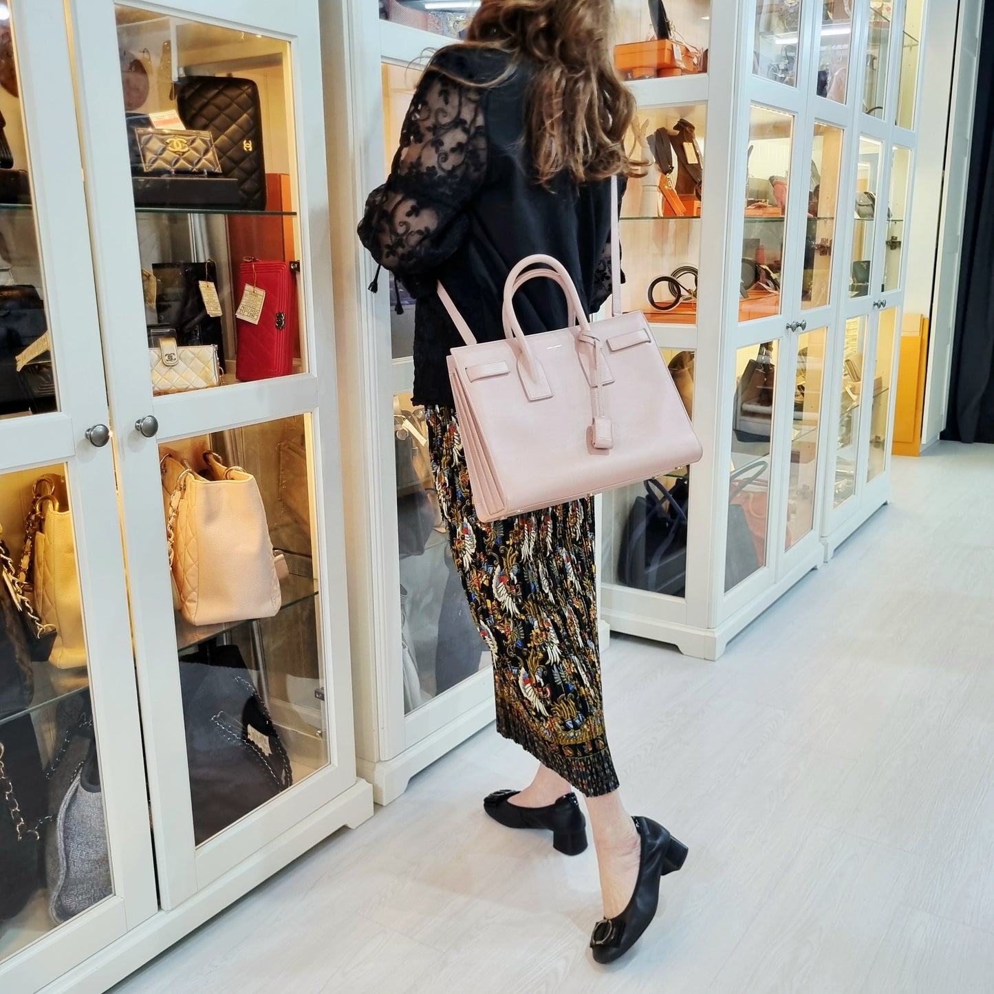 YSL Sac De Jour Smooth Leather Tote Bag Ghw ( Pale Pink)