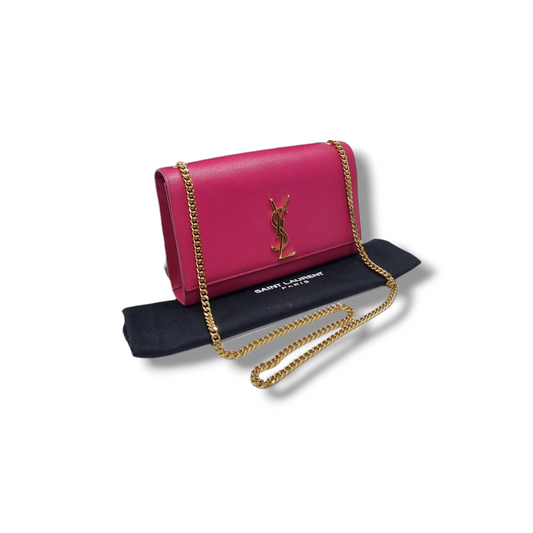 YSL Kate Medium Grained Leather Chain Bag Ghw (Pink)