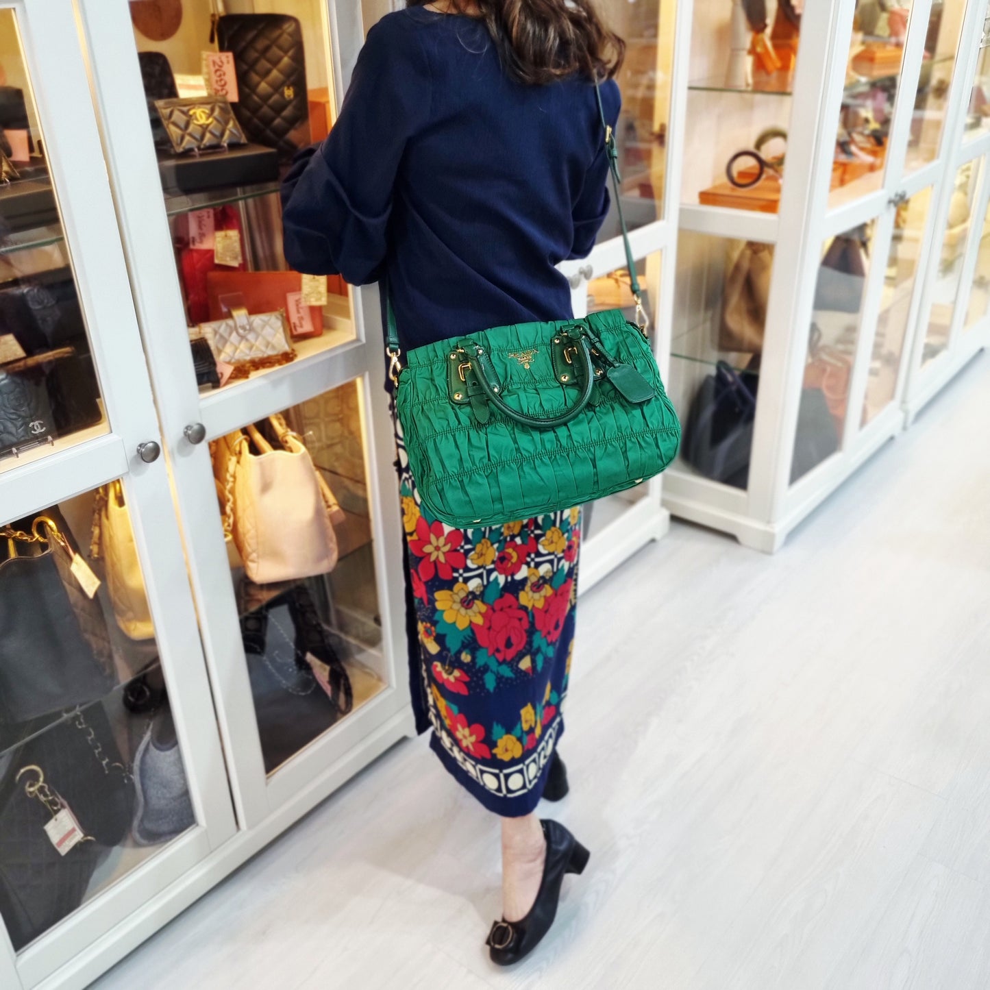 Prada Tessuto Gaufre Nylon Tote Bag Ghw (Mint Green)