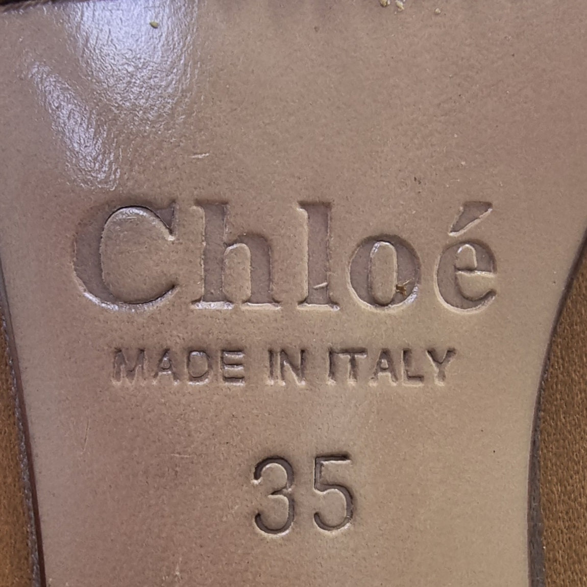 Chloe Leather Buckle Slip On Pumps (Caramel)