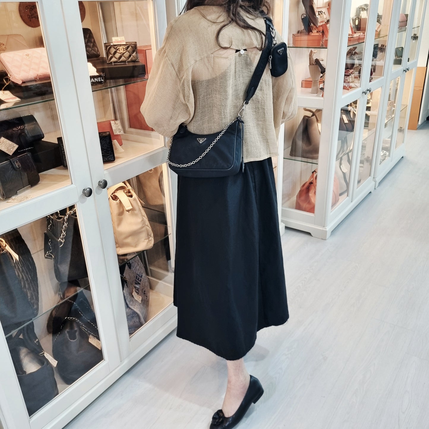 Prada 1BH204 Re-Edition 2005 Nylon Mini Bag W/Pouch Shw (Black)