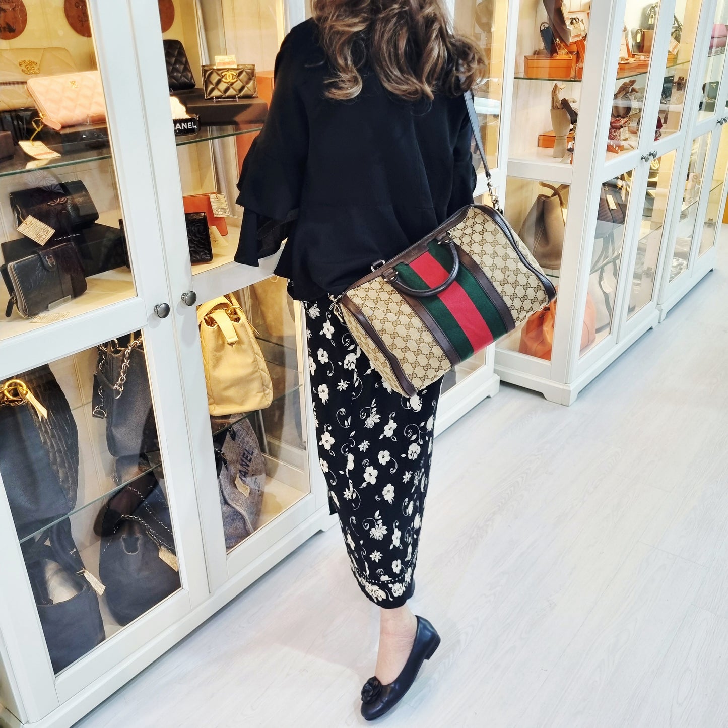 Gucci GG Canvas Vintage Web Boston Bag Ghw (Brown/Beige)