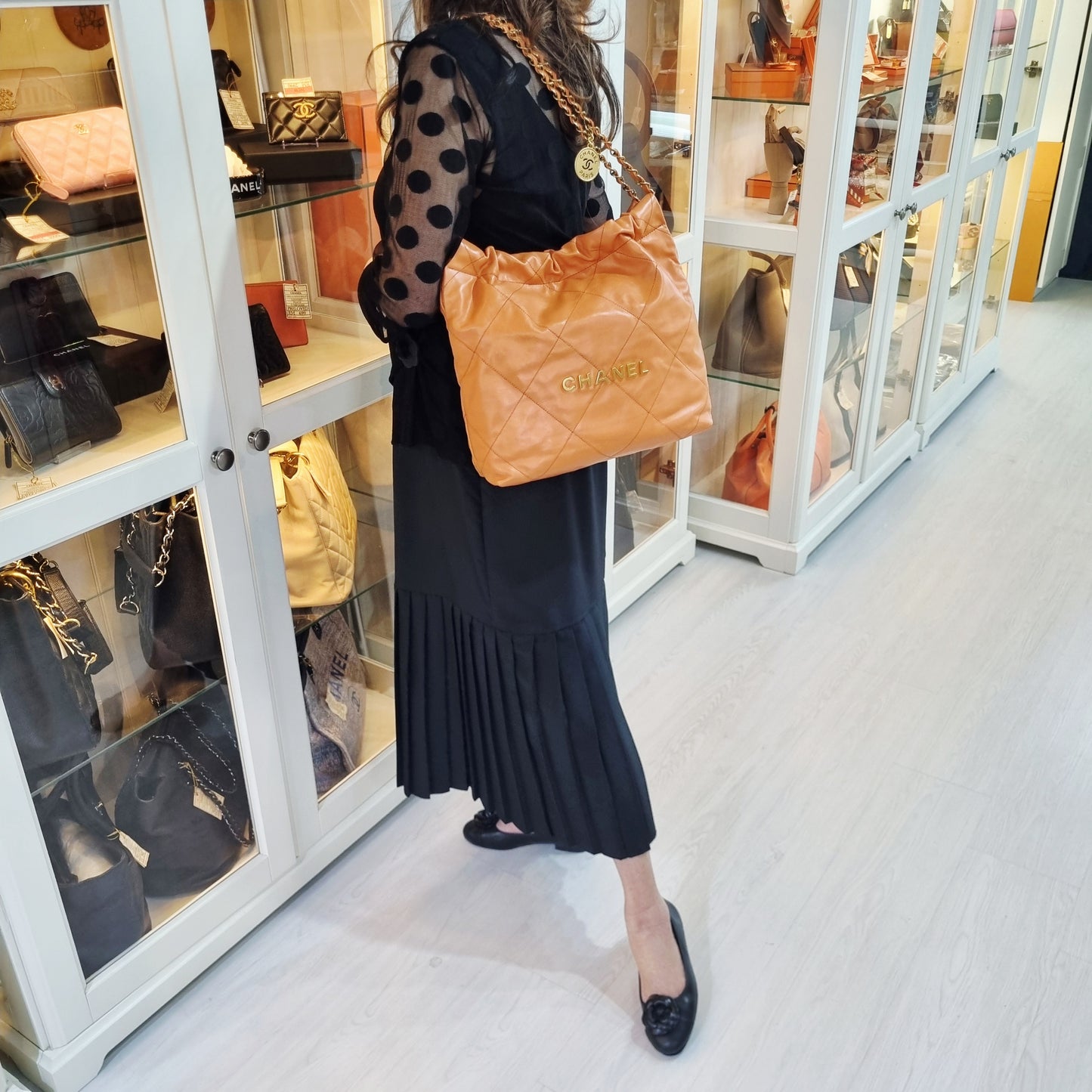 Chanel C22 Small Calfskin Ghw (Orange)
