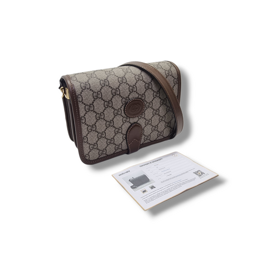 Gucci GG Mini Interlocking Canvas Crossbody Ghw (Beige Brown)