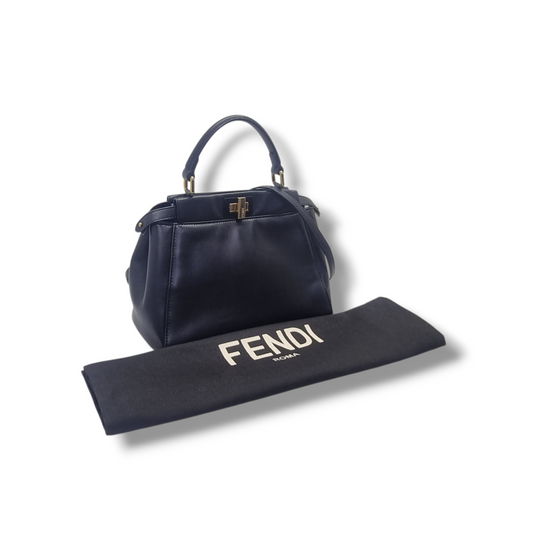 Fendi Peekaboo Mini Soft Leather Tote Bag Ghw (Black)