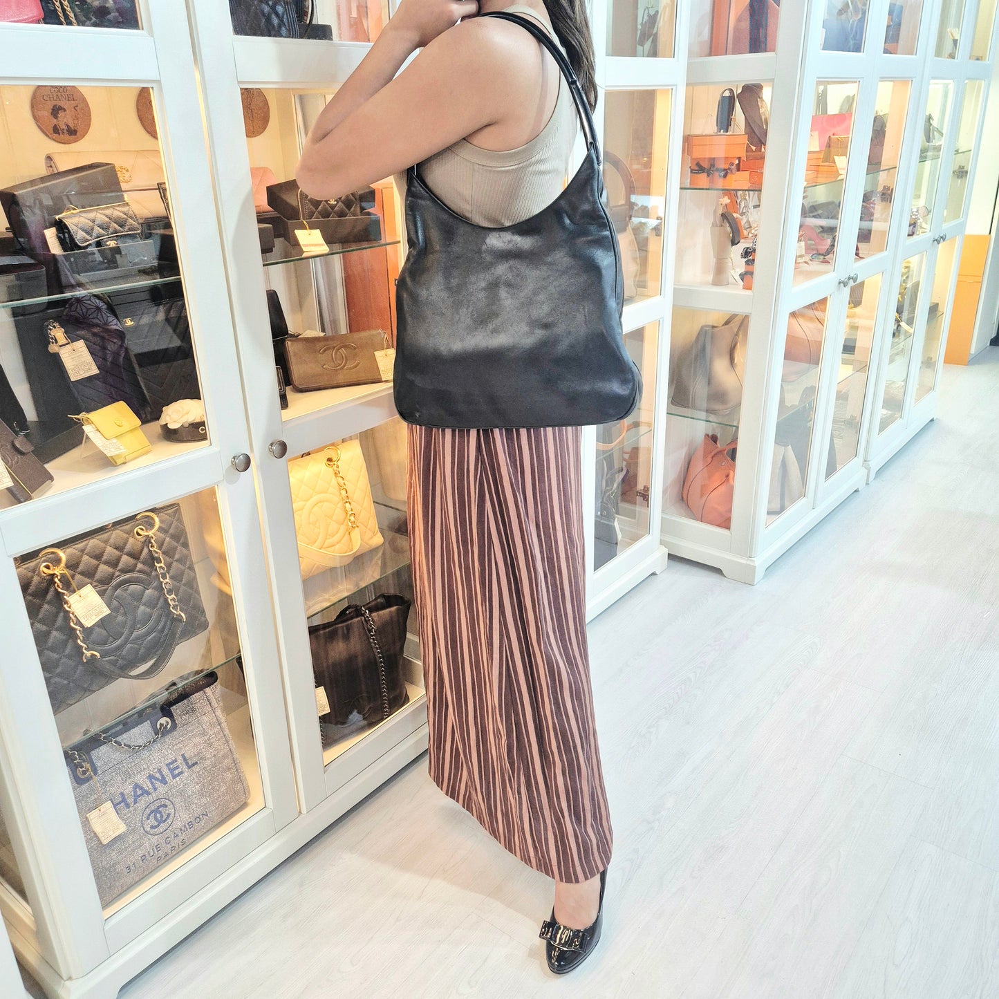 Prada Vintage Soft Leather Hobo Bag (Black)