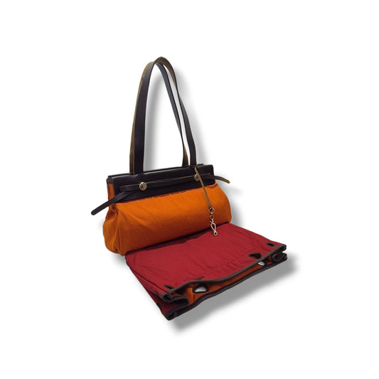 Hermes Herbag Cabas PM Canvas Shoulder Bag Ghw (Orange)