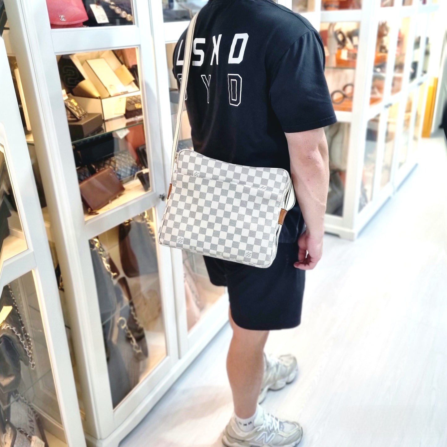 Louis Vuitton Naviglio Messenger Bag Damier Azur Ghw