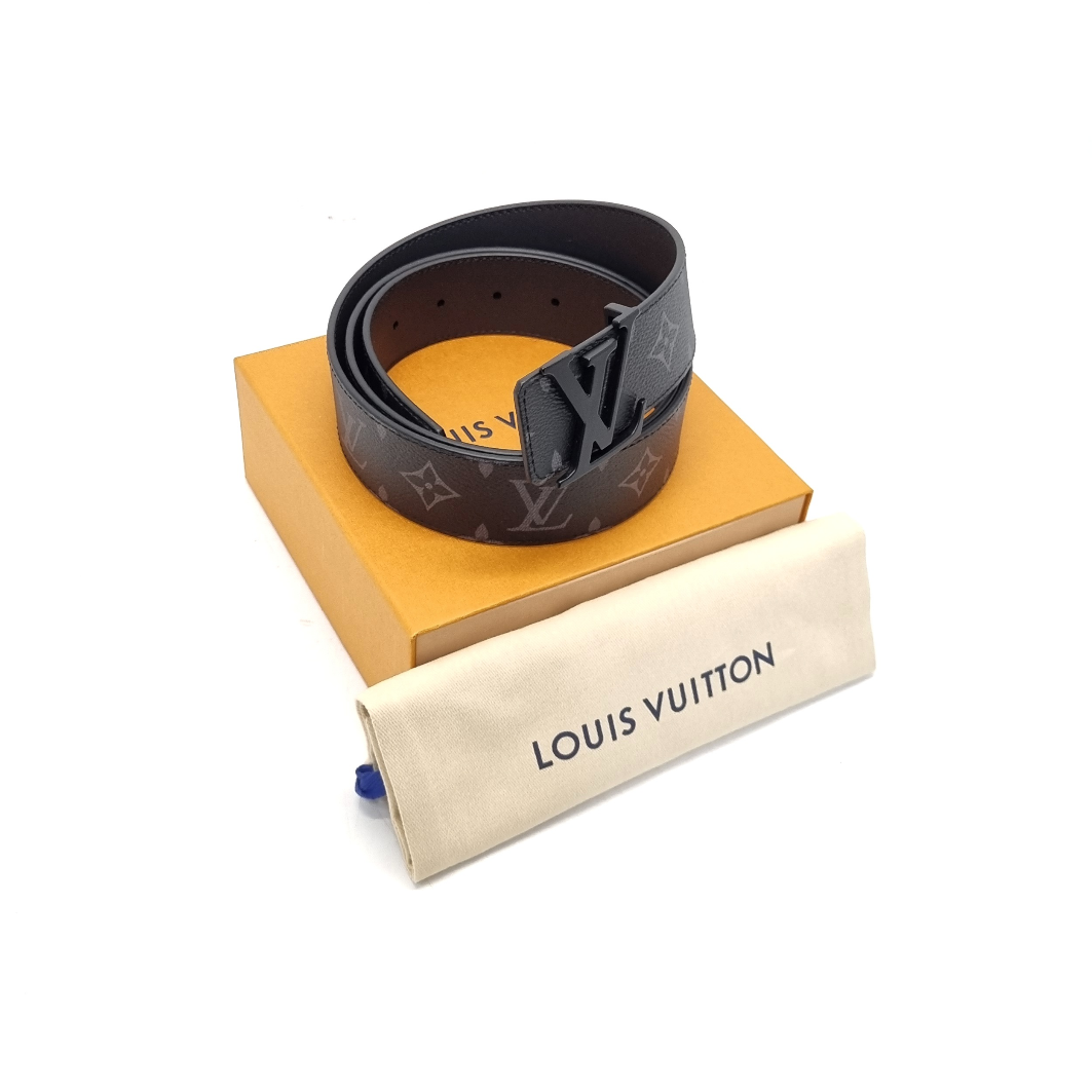 Pre-owned Louis Vuitton Lv Shape Reversible Belt Monogram 40mm
