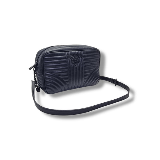 Prada Diagramme Soft Calfskin Camera Bag Bhw (Black)