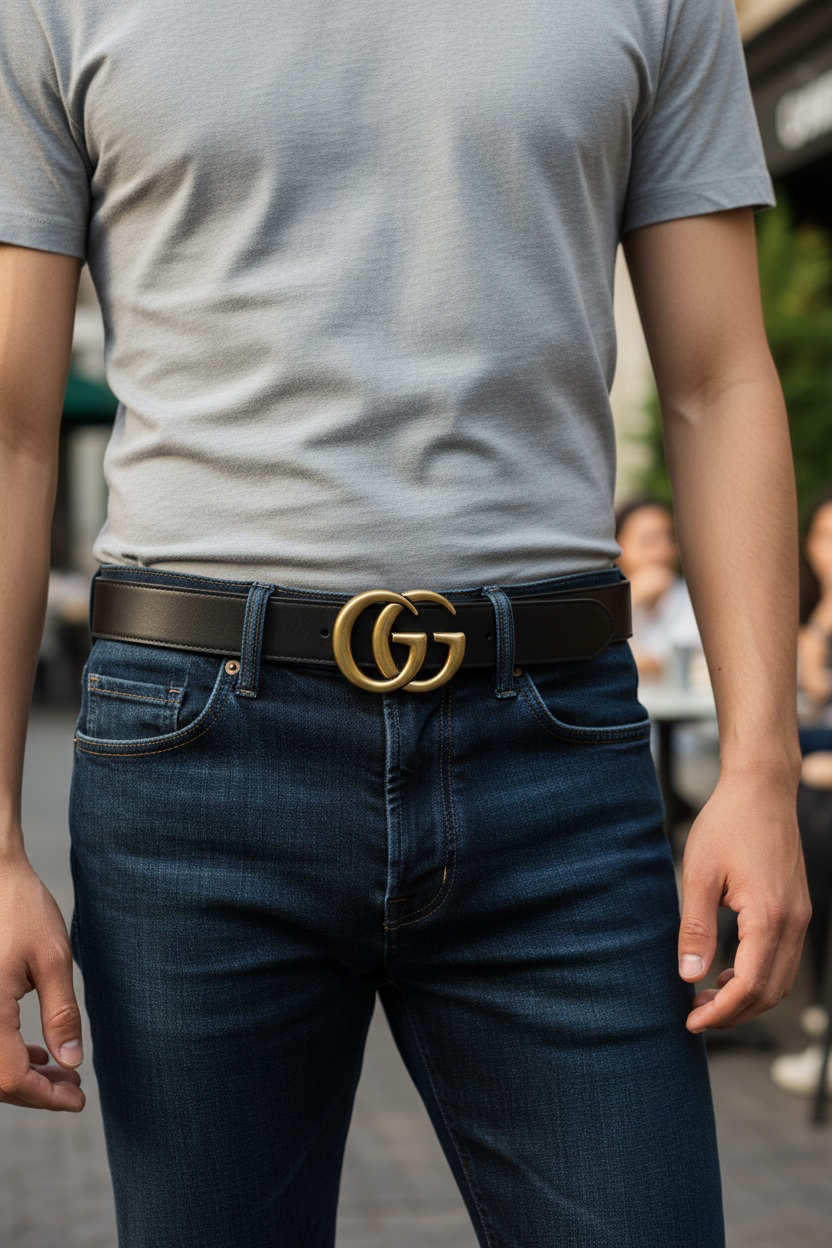 Gucci GG Marmont Leather Belt Ghw (Black)