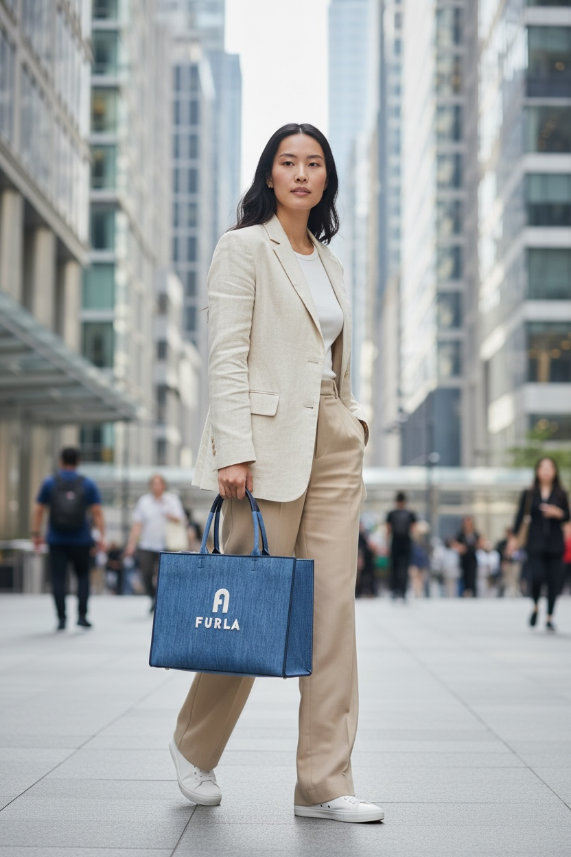 Furla Opportunity Denim Tote Bag Shw (Blue)