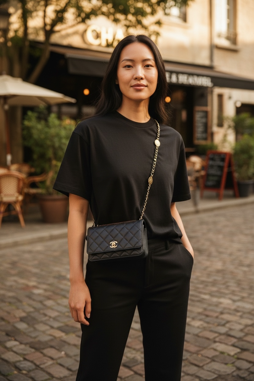 Chanel Wallet On Chain Gold Coin Twist Your Buttons Caviar Ghw (Black)