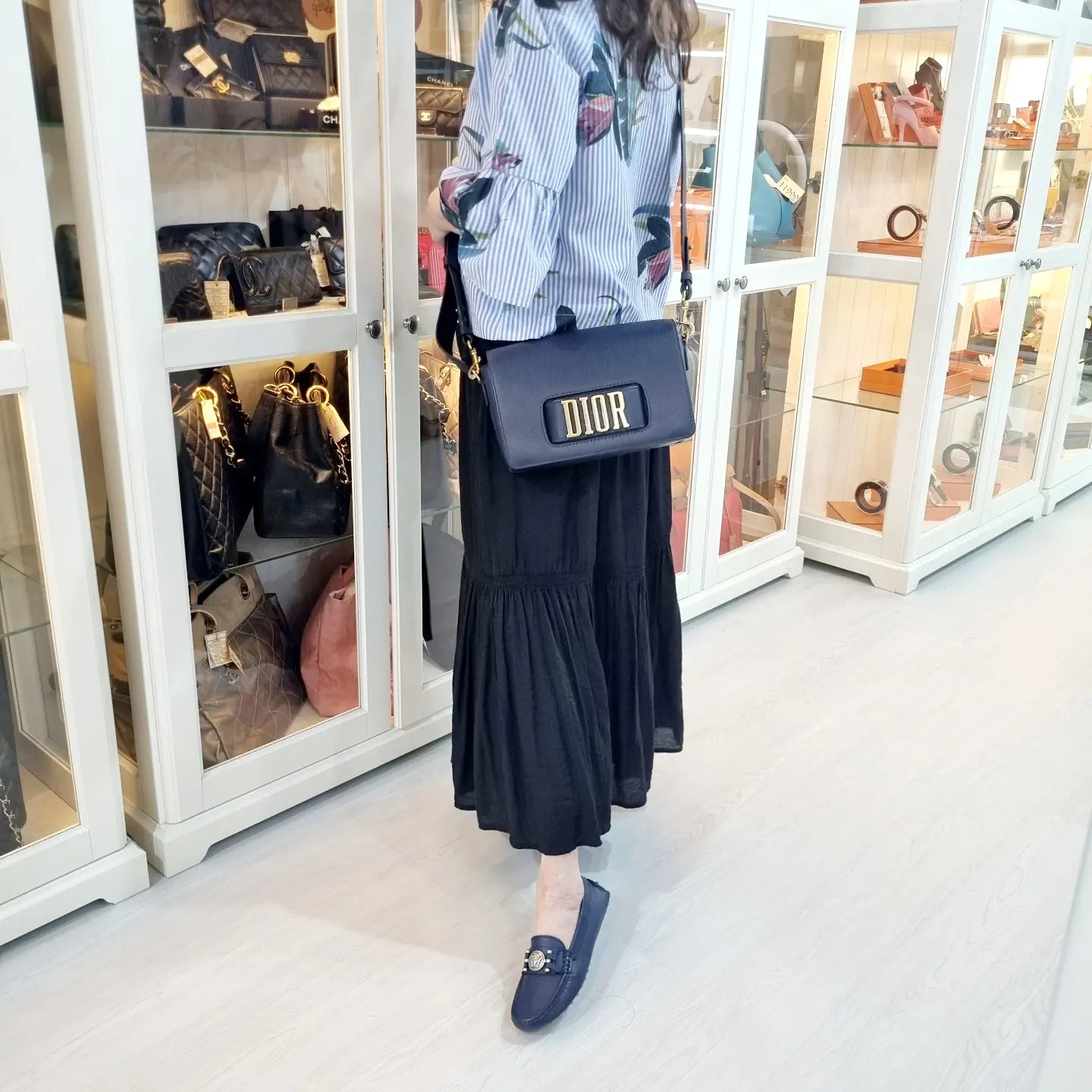 Christian Dior Dio(r)evolution Leather Crossbody Ghw (Navy Blue)