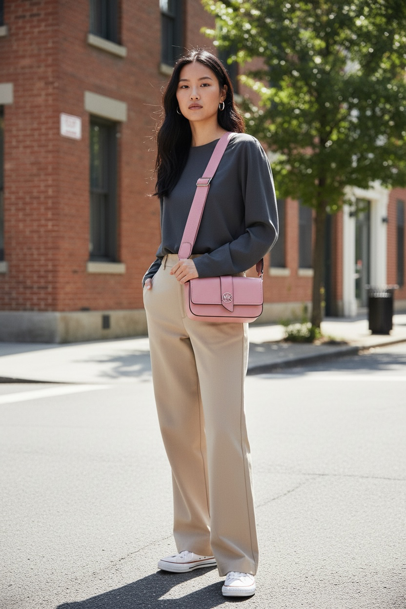 Michael Kors Greenwich Extra Small Saffiano Leather Crossbody Shw (Pink)