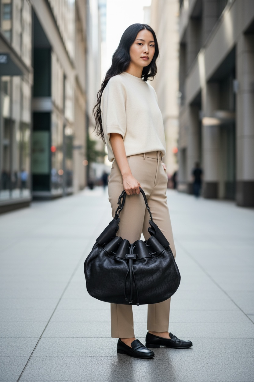 Burberry Prorsum Large Warrior Leather Hobo Bag (Black)