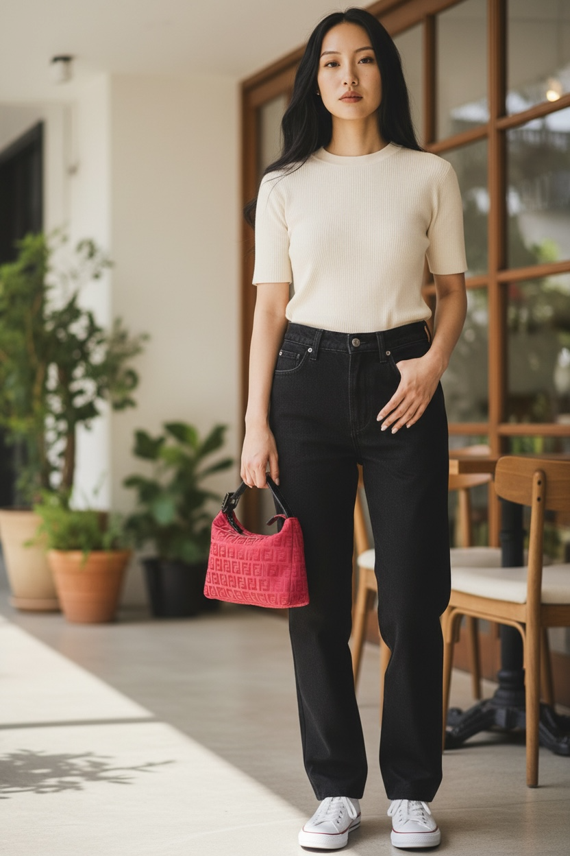 Fendi Vintage Zucchino Cotton Mini Bag Shw (Red)