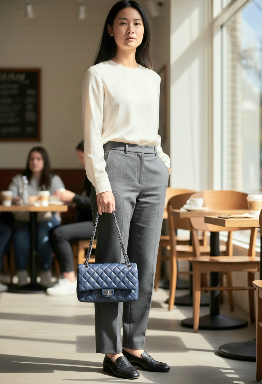 Chanel 2.55 Reissue 266 Lambskin Shw (Navy Blue)