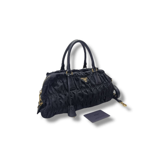 Prada B1407L Gaufre Nylon Tote Ghw (Black)