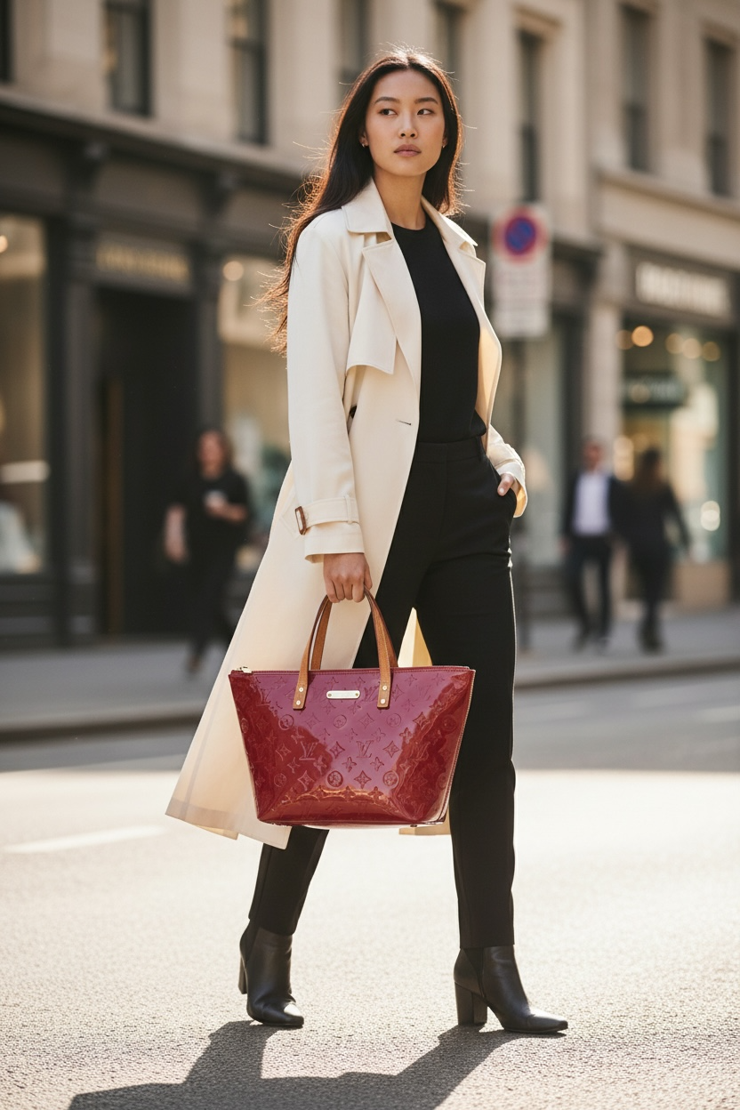 Louis Vuitton Bellevue PM Monogram Vernis Pomme D'Amour Ghw