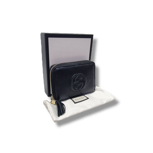 Gucci Soho Disco Leather Wallet Ghw (Black)