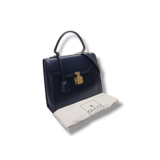 Gucci Vintage Lady Lock Tote Bag Ghw ( Black)