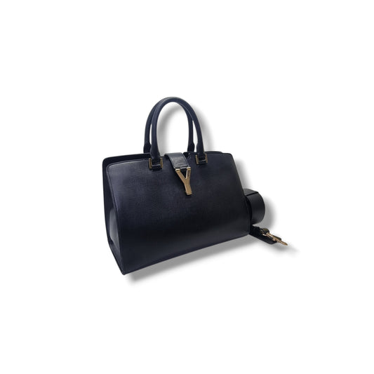 YSL Cabas Chyc Small Leather Bag Ghw (Black)