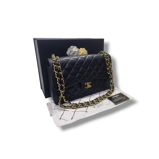 Chanel Classic Jumbo Double Flap Caviar Shw (Black)