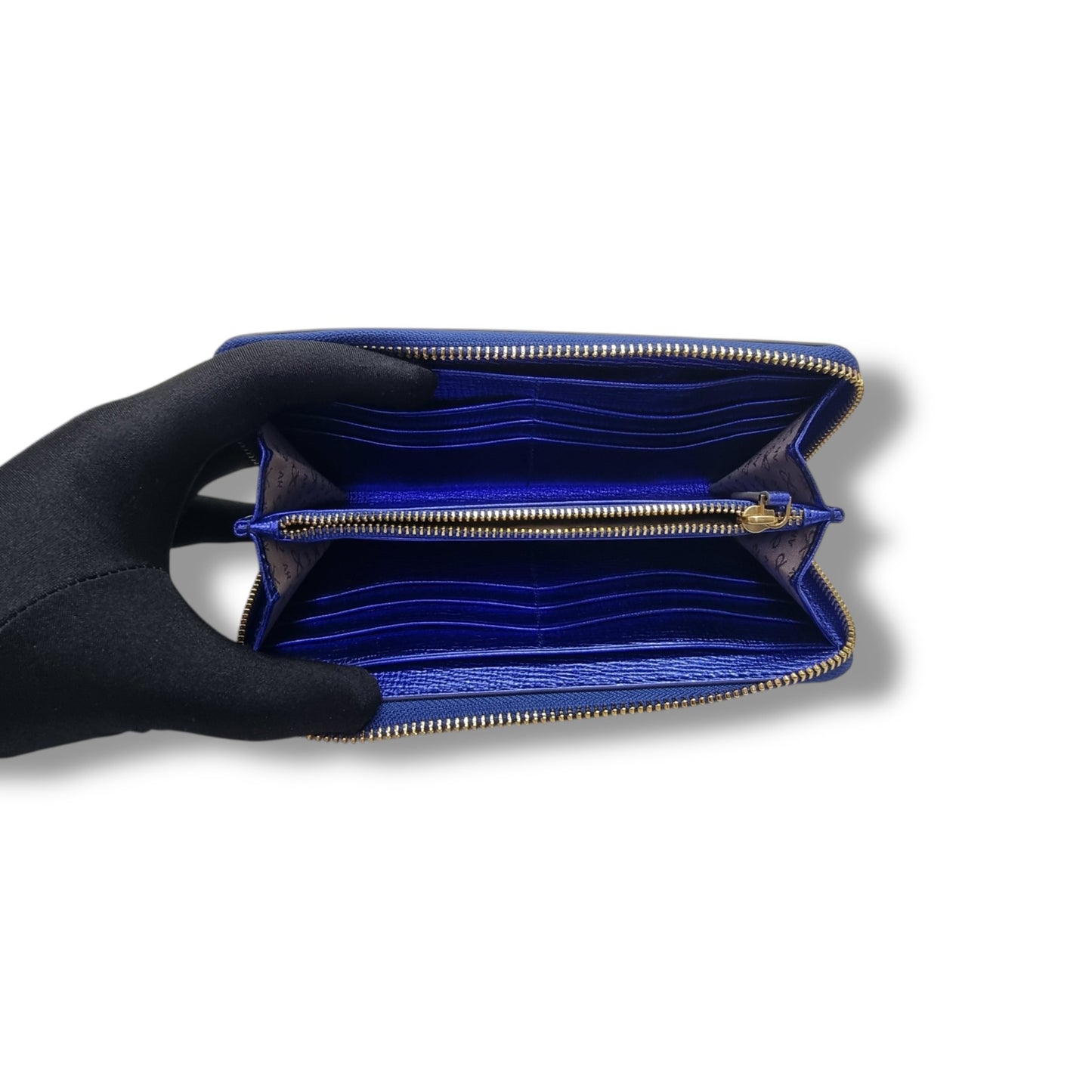 Anya Hindmarch Zippy Wallet Ghw (Electric Blue Metallic Capra)
