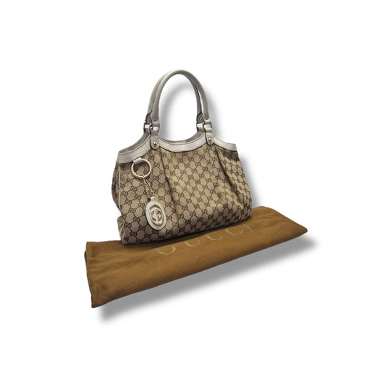 Gucci GG Sukey Canvas Hobo Bag Ghw (Beige)