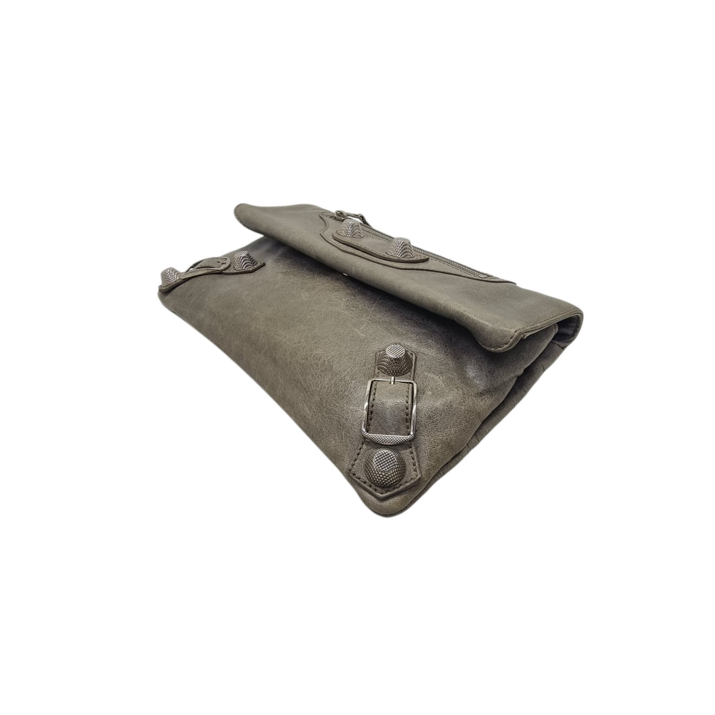 Balenciaga Giant 21 Envelope Clutch Lambskin Leather Shw (Grey)