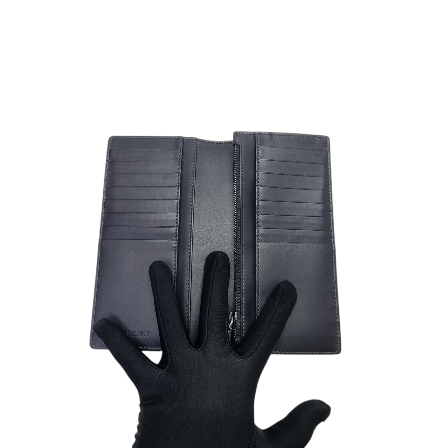 Burberry Check Continental Leather Wallet Shw (Black)