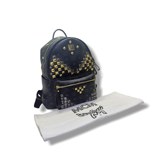 MCM Visetos Stack Studded Leather Backpack Ghw/Shw (Black)
