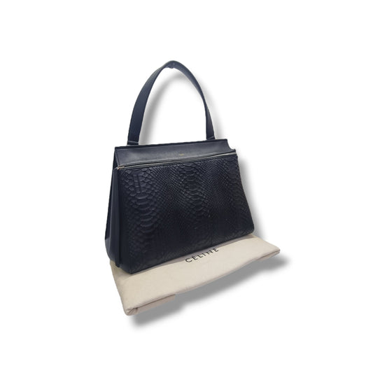 Celine Python Leather Edge Large Shoulder Bag Shw (Black)