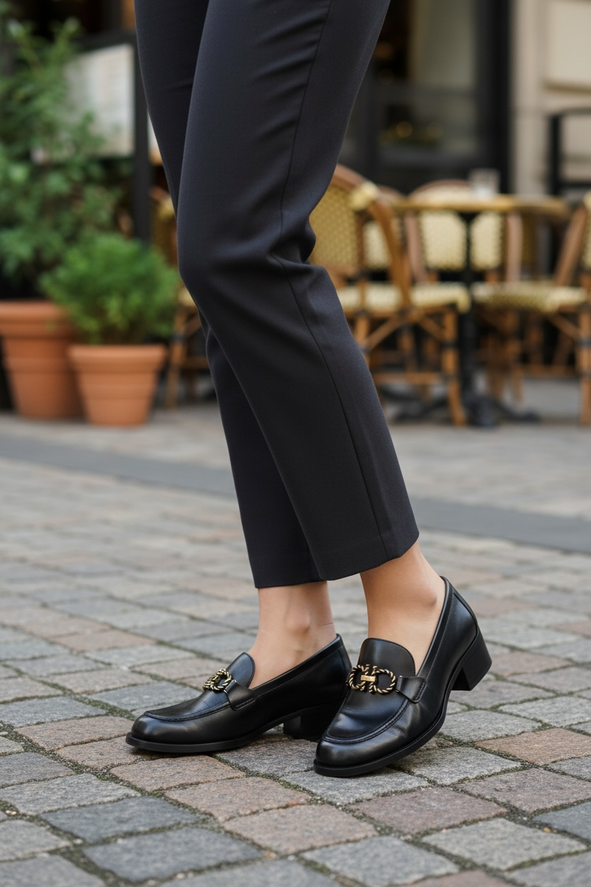 Salvatore Ferragamo Rolo Gancini Loafers Block Heels Ghw (Black)