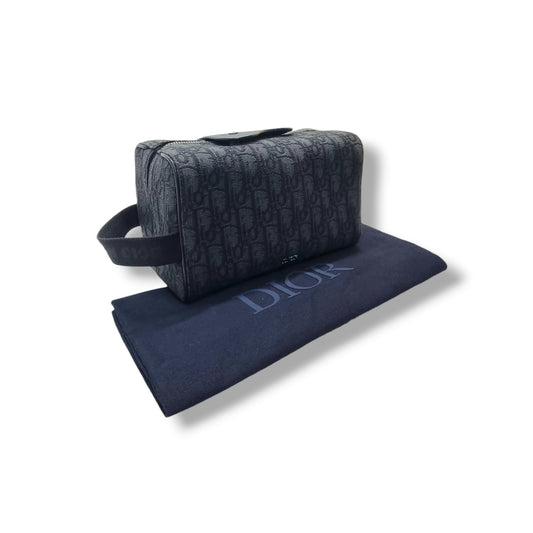 Christian Dior Lingot Toiletry Pouch Oblique Jacquard Shw (Black)