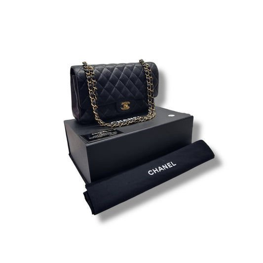 Chanel Classic Medium Double Flap Caviar Black Ghw