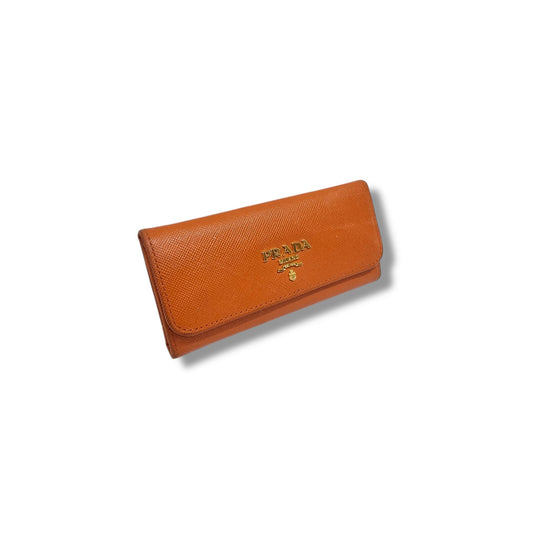 Prada 1M0223 Saffiano Leather Key Holders Ghw (Orange)