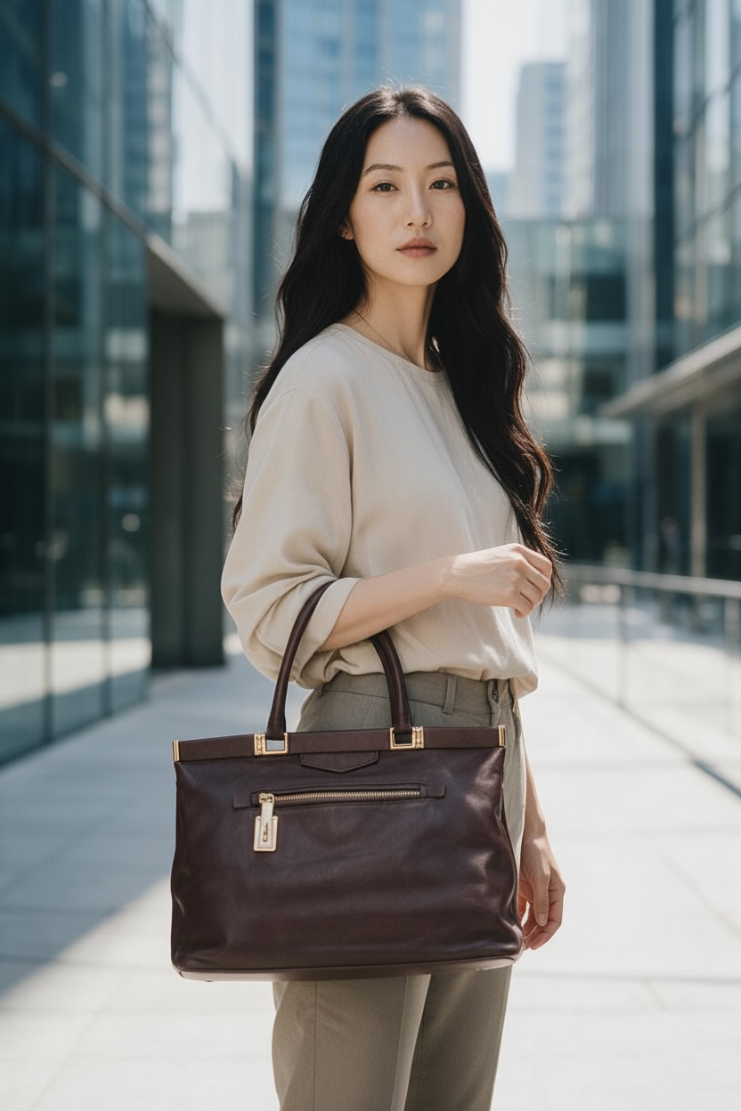 Prada Rubino Soft Calf Hinge Frame Tote bag Ghw (Brown)