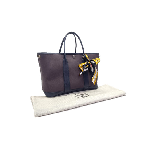 Hermes Garden Party 30 Canvas Palladium Hw (Bordeaux/Black)