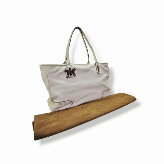 Gucci Princy Large Leather Shoulder Bag Ghw (White)