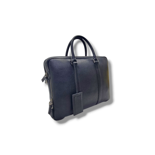 Prada Saffiano Grained Leather Document Bag Shw (Black)