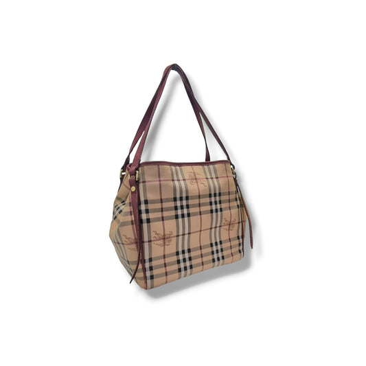 Burberry Haymarket Check Canterbury Canvas Hobo Bag Ghw (Red)