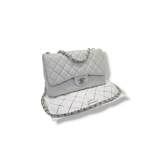 Chanel Classic Jumbo Single Flap Caviar Shw (Light Grey)