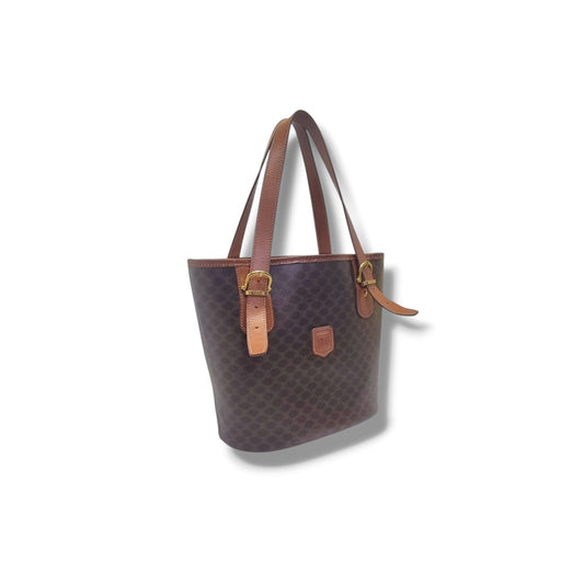 Celine Triomphe Macadam Vintage Shoulder Bag Ghw (Brown)